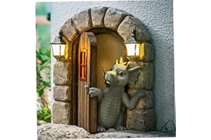 HEMORE Estatuas de Dinosaurios de jardín, Escultura de dragón de Ventana al Aire Libre de Resina de 6.3 Pulgadas, decoración de Figuras de dragón del Patio, decoración de Pared de Dinosaurio de