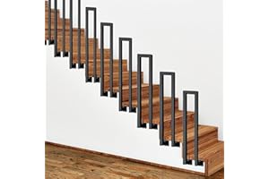 FUOIDYE Ringhiera per Scale Interne, Parapetto Scala Interna, Corrimano per Scale forma di U, Ringhiera in ferro per Ville, Balconi, Corridoi Montaggio Laterale Corrimano Ferro Battuto (C-Nero, 95cm)