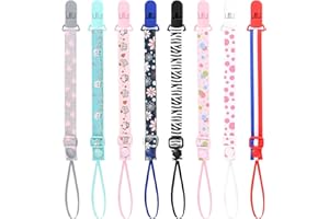 XIANGJUNLY 8 sztuk klipsów do smoczka dla niemowląt, wiązania do smoczka dla niemowląt, łańcuszek do smoczka z klipsami dla chłopców i dziewcząt, zabawki do ząbkowania dla niemowląt