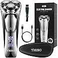 YIRISO Electric Razor for Men, 2024 Men’s Electric Shavers, Wet & Dry Shaver with Pop-up Trimmer, Rechargeable Waterproof Portable Shaver with LCD Display/Travel Organizer/Travel Lock Ideal Men Gift