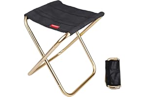 MengH-SHOP Portable Folding Stool Outdoor Foldable Lightweight Aluminum Stools with Storage Bag for Fishing Picnic Camping BBQ Travel Black 24.5 * 22.5 * 27cm