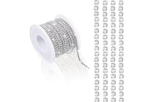 IHMEIJU 10 Yards 2MM Crystal Rhinestone Close Chain Trim for Sewing Crocs Shoes Clothes Cups, Claw Rhinestone Chain for Craft Jewelry Wedding Bouquet DIY Decoration. (Silver)