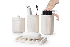 Bathroom Set UMLACA, 4-Piece Bathroom Accessories Sets (Foam Soap Dispenser, White)