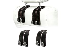 Amelity Car Seat Hooks for Headrest, Double Headrest Purse Hooks for Car, Car Back Seat Headrest Hooks for Handbags, Bags, Purses (Black - 2 Pack)