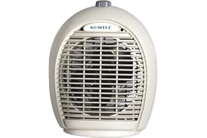 ‎KUMTEL KUMTEL Heizlüfter 2000W mit Drei Leistungsstufen für Betrieb im Büro, Garage, Bad, Wohnzimmer oder Schlafzimmer an der Wand montierbar, Turbolüfterheizung, Energiesparend Leise, Kaltstufe, Beige