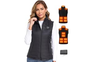 BAOWENQIER Heated Gilet Womens with 15 Heat Zones Heated Vest Women with 10000mAh Power Bank 3 Heat Settings Heated Body Warmer for Outdoor Ski Riding Hiking