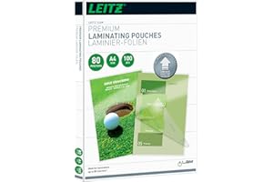 Leitz Bolsas de plastificación, Brillante, Transparente, A4, UDT, Bolsas de plastificación hechas de material de 80 micras de grosor, pack de 100 unidades, 74780000