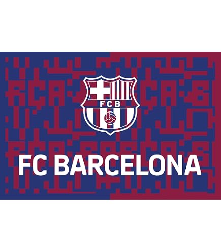 Drapeau Officiel FC Barcelone 150x90 Cm - Polyester, Grand Blason, Pour Supporters, Maison/Stade