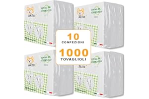 Tovaglioli doppio velo 1000 Tovaglioli 2 veli Akitaink - 10 Confezioni da 100 con Decorazioni Originali, 100% Pura Cellulosa Certificata FSC, Made in Italy
