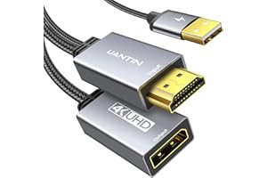 UANTIN HDMI to DisplayPort Adapter | 4K@60Hz Active HDMI 2.0 Male to DP 1.2 Female Converter Uni-Directional HDMI Cable Support HDCP 2.2 for PC,AMD,NVIDIA,Dell,HP,Mac,NS,PS5,Xbox One/Series X