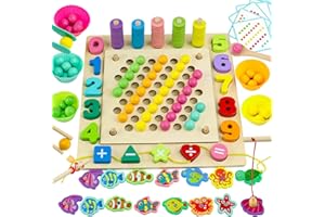 Holzspielzeug Motorikspielzeug 6 in 1 Montessori Spielzeug ab 3 Jahre Magnet Angelspiel Holz Lernspiele Geschenk Brettspiele Kinderspielzeug Spielzeug Kinder 3 4 5 6 Jahre Geschenk für Mädchen Junge