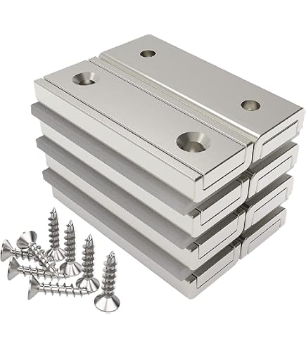Lot 10 Aimants Néodyme Rectangulaires 50x10x3mm - Puissants, Avec Adhésif, Pour Tableau Blanc, Bureau
