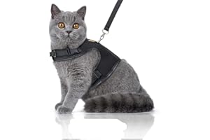 Bella & Balu Uprząż dla kota w zestawie ze smyczą – odporna na pęknięcia i wytrzymała uprząż na klatkę piersiową z miękką wyściółką wewnętrzną i oddychającą siateczką – zapewnia bezproblemowy przepływ