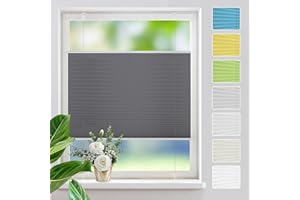 ‎MUPFUP Plissee ohne Bohren Plissees Klemmfix,Anthrazit 100x130cm Easyfix Plisseeroll Rollo für Fenster Einfache Montage Sichtschutz und Sonnenschutz