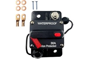 SPTSSWET Car Circuit Breaker 12V-48V Car Audio Waterproof Protection Switchable Power Reset Inline Fuse Thermal for Car Boat Audio Solar Inverter System Protection Heavy Truck Marin RV Troller (30A)