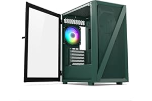 Vetroo M05 Army Green Compact Computer Case Micro ATX Mini ITX Type-C Ready Lucency 4mm Tempered Glass Mesh Panel Pre-Installed Rear 120mm Addressable RGB Fan 240mm Radiator Support