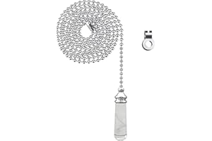 NewZC Light Pull Chain Extension with Ball Chain 100 cm Length Bathroom Toilet Light/Ceiling Light Fan Switch/Blind Cord Pull Handle Weight Pull Cord - Chrome with Crystal Cylinder
