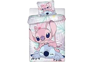 BioNyt Parure de lit Stitch Enfants, 100% Microfibre Impression 3D, Housse de Couette et 1 taie d'oreiller 65x65cm