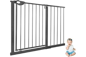 XINZI Cancelletto di Sicurezza per Scale Bambini Senza Foratura 105-115 cm Cancello per Porta Scale Bambini Auto-Chiusura 180° Apertura a Doppio Senso Cancelletto per Animali Domestici, Nero