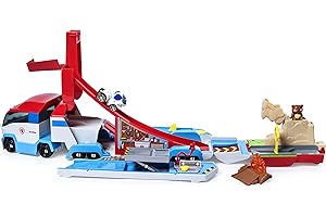 PAW PATROL Patrulla Canina - AUTOBÚS Autobús Lanzador Transportador con Conjunto de Pistas Transformables 2 en 1 para Coches True Metal -6053406- Juguetes Niños 3 Años +