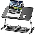 Lap Desk, SAIJI Bed Table, Thick Stable Feet, Height and Angle Adjustable, Enough Mouse Space, up to 17'' Laptop, for Homeoffice, Breakfast, Study (Black, 52 * 30cm)