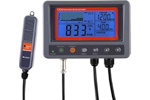 GAIN EXPRESS Digital CO2 Carbon Dioxide IAQ Monitor Controller with Relay Function 4.5m Cable NDIR Sensing Probe for Green House Home, Office, Factory