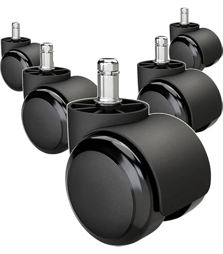 AccessBuy Set Of 5 Office Chair Caster Wheels - 2 Inch Universal Replacement Wheels For Hard Floors (Black)