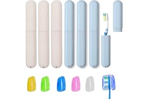 W Rxkiocs 6 PCS Etui Brosse a Dent Voyage Toothbrush Case Cover 5 PCS Capuchon Couvre Tête De Brosse à Dents pour La Maison l'École Le Camping Et Les Voyages