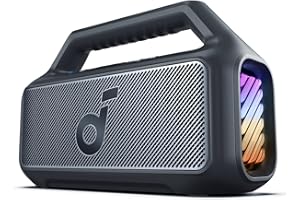 Soundcore Altavoz Bluetooth Potente Boom 2, con Potente Sonido 80W Gracias al Subwoofer y BassUp™, 24h, IPX7, Tiene Luces RGB, Puerto USB-C, para IR de Camping, a la Playa o al Campo