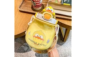 DKIIL NOIYB 1.3L Big Belly Kawaii Water Bottle with Straw Leak-proof Cute Bear Cartoon Kawaii Water Bottles Bear Bottle Plastic Portable Drinking Bottle for Juice Milk Tea