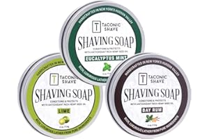 Taconic Shave Barbershop Quality 3 Shaving Soap Variety Pack - With Antioxidant-Rich Hemp Seed Oil