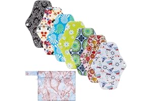 ‎ROVTOP Rovtop 7 Stück 25.4cm Waschbare Hygienetücher Menstruationstücher Wiederverwendbare Menstruationstücher mit Bambuskohle + 1 Mini-Tasche