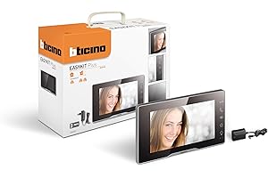 Bticino 334253 Videocitofono Monitor Interno Aggiuntivo 2 Fili, 7" a Colori con Vivavoce e Alimentatore con Spina Plug-In, Ottimo come Secondo Display per Case su 2 Piani o Bifamiliari, Colore Nero