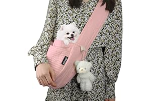 NATUYA Transportador para perros pequeños, cachorros, gatos, correa de seguridad para mascotas, para caminar al aire libre, viajes (rosa, lona)