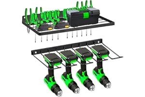 Mimoke Étagère à outils murale - Organisateur d'outils électriques à 2 niveaux et organisateur de forets pour garage et atelier