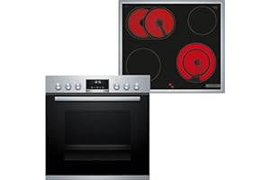 Bosch HND411LS62 Herd-Glaskeramik-Kochfeld-Kombination (herdgesteuert), 59,4 cm breit, 3D Heißluft-Backen auf drei Ebenen, Ro