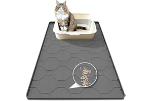 BLESWIN Alfombrilla para arena de gatos 86 x 56 cm, alfombrilla grande de silicona para recoger la arena y evitar que se esparza, impermeable y fácil de limpiar