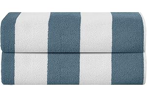 Sweet Needle Paquete de 2 Toallas de Playa 100% algodón Hilado en Anillos 76X152 CM 450 g/m² Toalla de natación y Piscina clásica a Rayas Altamente Absorbente Mar de Cristal Verde