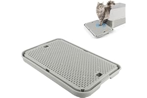Kalolary Katzenstreu-Rampe mit Filtersystem – rutschfeste Treppe für Katzentoilette, Litter Catcher für kleine & ältere Katzen, Robust & Leicht zu Reinigen (Hellgrau Groß)