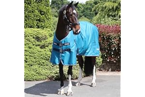 Ventomasta Mediumweight 200g Horse Turnout Rug - Standard Neck - Waterproof, Breathable 600D Ripstop Fabric with Anti-Rub Lining - Petrol Blue - 6FT3