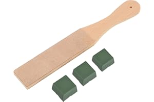 SUMIND 4 Pieces DIY Leather Strops Kit, 1.65 inch Wide Wooden Double Sided Leather Paddle Strop with 3 Packs 1.06 Oz Polishing Compounds