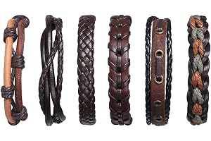 flintronic® Läderarmband, 6 st justerbara mode punk flätade män och kvinnor reparmband manschett vintage armband wrap set serie