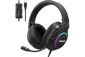 Tronsmart Sparkle Caschi Gaming RGB, Cuffie Gaming con Microfono, Virtuali 7.1 Caschi con Cavo, Driver da 50 mm, Cancellazione del Rumore, Cuffie da gioco per PS4/5/Switch/Mac/PC