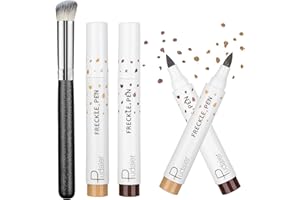 Venares penna lentiggini, 2pcs Freckle Pen a punti morbida a lunga durata impermeabile con Foundation Brush (Marrone chiaro e marrone scuro)