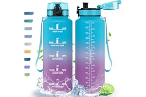 HoneyHolly Gourde, 500/1000/1500ml Gourde Sport, Gourde Filtre et Marqueur de Temps, Gourde d'eau, Sans BPA, Bouteille d'eau pour Sport, Fitness, Yoga, L'école, Bureau