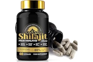 GENERISCH Shilajit Original Himalaya Bio, Shilajit Resin Pures Himalaya Shilajit mit Fulvinsäure und 85+ Spurenelemente, Vegan & Ohne Zusätze, 60pc