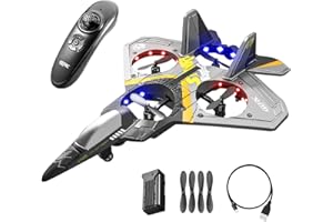 Uezeth V17 Jet Fighter Stunt RC Airplane 2023, 2.4GHz Remote Control Airplane 360° Stunt Spin Remote and Light Fighter Plane,Glider Airplane Hobby Toy for Adults and Kids (Silver)