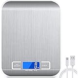 Digital Kitchen Scales Food Scales,Raniaco Rechargable 5kg Electronic Cooking Food Weighing Scales - Premium Stainless Steel 