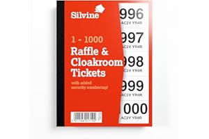 Silvine Cloakroom/Raffle Tickets, numerado 1 – 1000 con numeración de seguridad. Ref CRT1000
