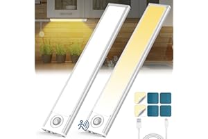 COZII Reglette Led Cuisine, Sans Fil USB Rechargeable Lampe de Placard, 6500K Led Cuisine Sous Meuble, Magnétique Dimmable à Détecteur de Mouvement pour Placard Escalier Cuisine (20cm*2 Pack)